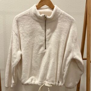 Old Navy Cozy Fuzzy Cream White Half-Zip Pullover